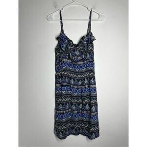 A9 Blue Bohemian Aztec Print Sundress Size L Blue Black